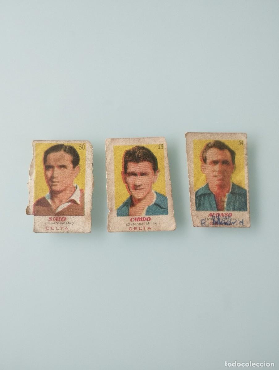 Cromos de f&uacute;tbol: Tres cromos del Celta colecci&oacute;n Bruguera 1950/1951,Sim&oacute;,Cabido y Alonso
