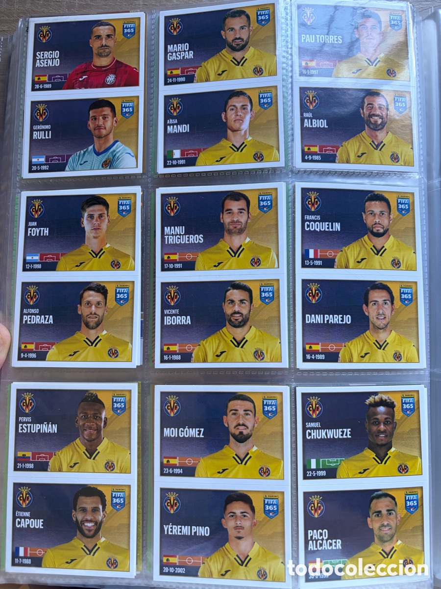 Cromos de f&uacute;tbol: LOTE COMPLETO 20 CROMOS VILLARREAL FIFA 365 2022 PANINI STICKERS