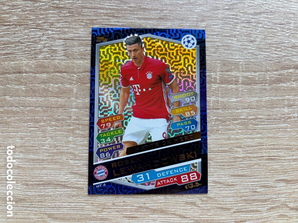 Cartes &agrave; collectionner de Football: HT4 ROBERT LEWANDOWSKI HAT-TRICK HERO MATCH ATTAX CHAMPIONS LEAGUE 2017 2018 17 18 BAYERN M&Uuml;NCHEN