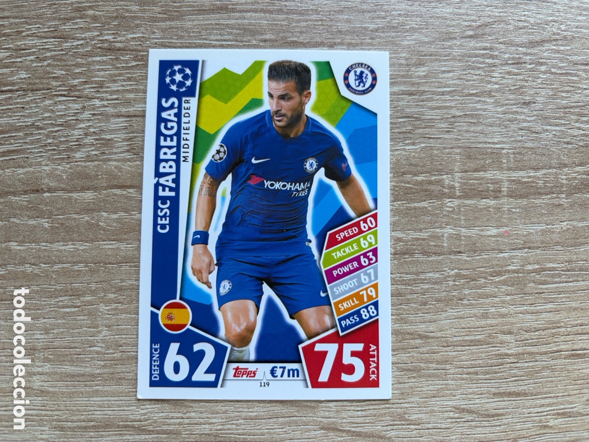 Fu&szlig;ball-Sticker: 119 CESC F&Agrave;BREGAS MATCH ATTAX CHAMPIONS LEAGUE 2017 2018 17 18 CHELSEA FC