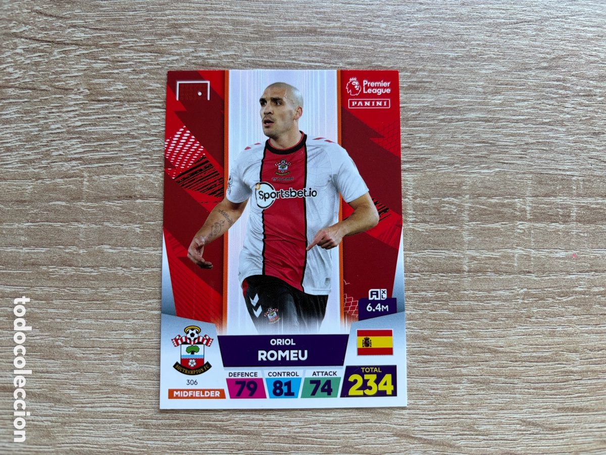 Cromos de f&uacute;tbol: 306 ORIOL ROMEU PANINI ADRENALYN XL PREMIER LEAGUE 2023 2022 2023 22 23 SOUTHAMPTON FC