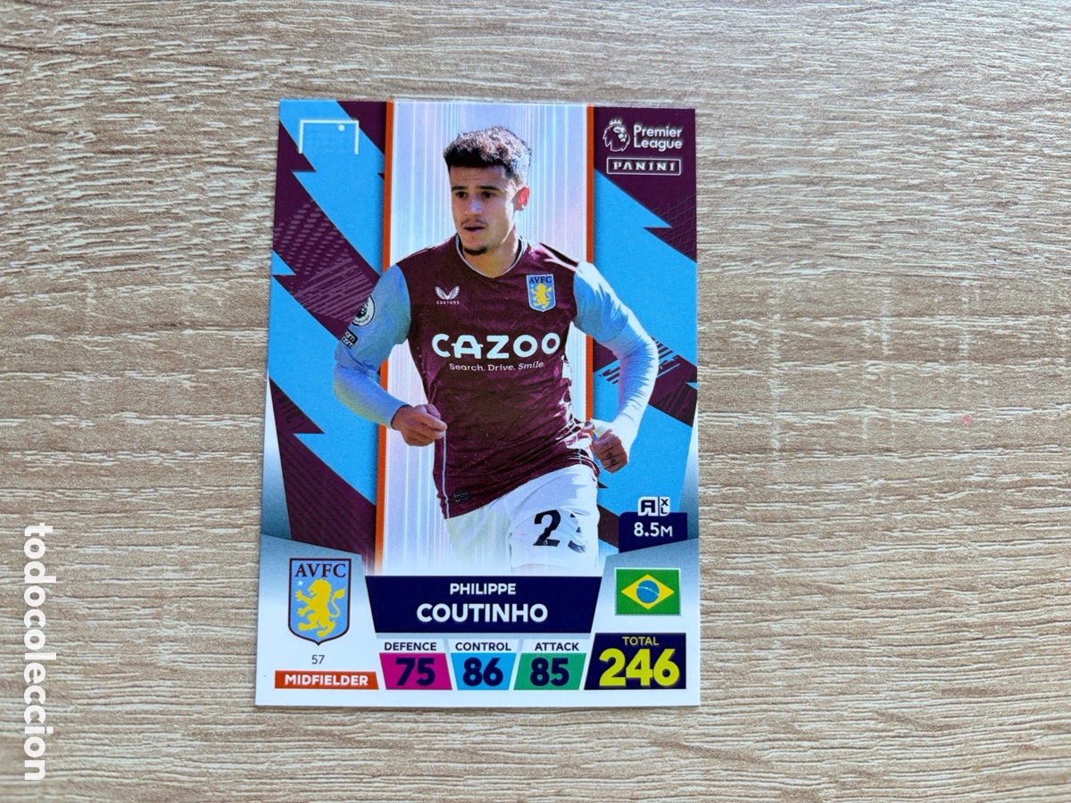 Cromos de f&uacute;tbol: 57 PHILIPPE COUTINHO PANINI ADRENALYN XL PREMIER LEAGUE 2023 2022 2023 22 23 ASTON VILLA AVFC