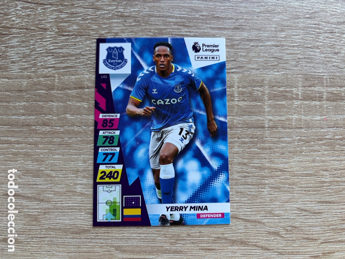 Cromos de f&uacute;tbol: 143 YERRY MINA PANINI ADRENALYN XL PLUS PREMIER LEAGUE 2021 2022 21 22 EVERTON FC