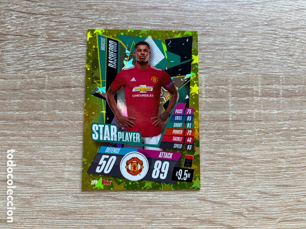 Cromos de f&uacute;tbol: SP9 MARCUS RASHFORD TOPPS MATCH ATTAX STAR PLAYER PREMIER LEAGUE 2020 2021 20 21 MANCHESTER UNITED