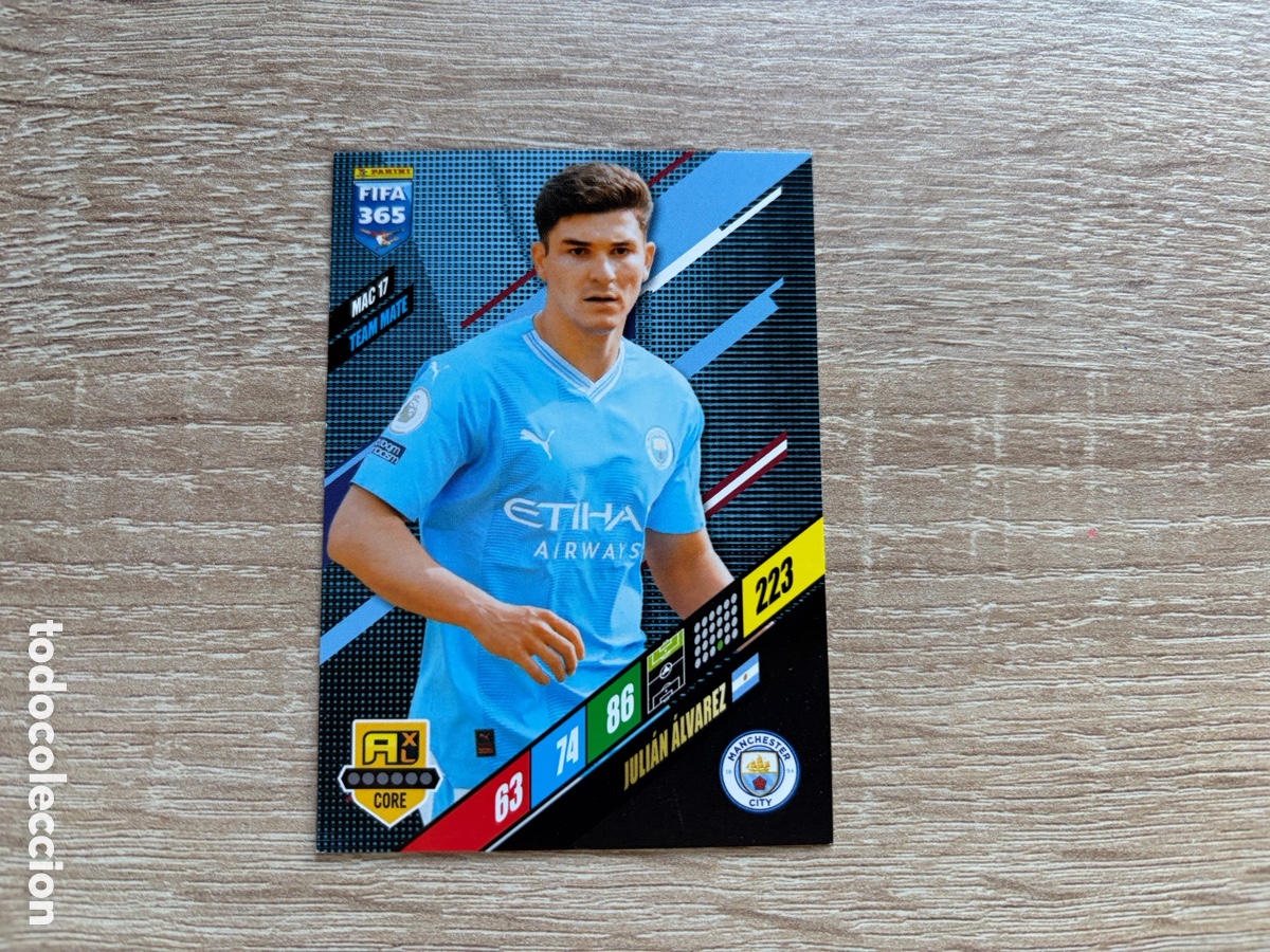 Cromos de f&uacute;tbol: 223 JULI&Aacute;N &Aacute;LVAREZ PANINI ADRENALYN XL FIFA 365 2024 MANCHESTER CITY