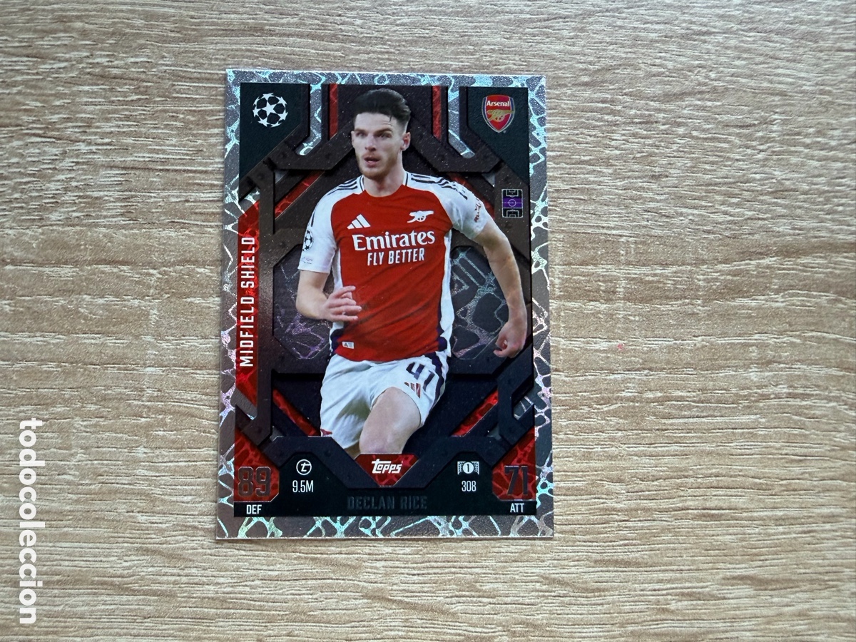 Cromos de f&uacute;tbol: 308 DECLAN RICE MIDFIELD SHIELD TOPPS MATCH ATTAX 2024 2025 24 25 ARSENAL FC