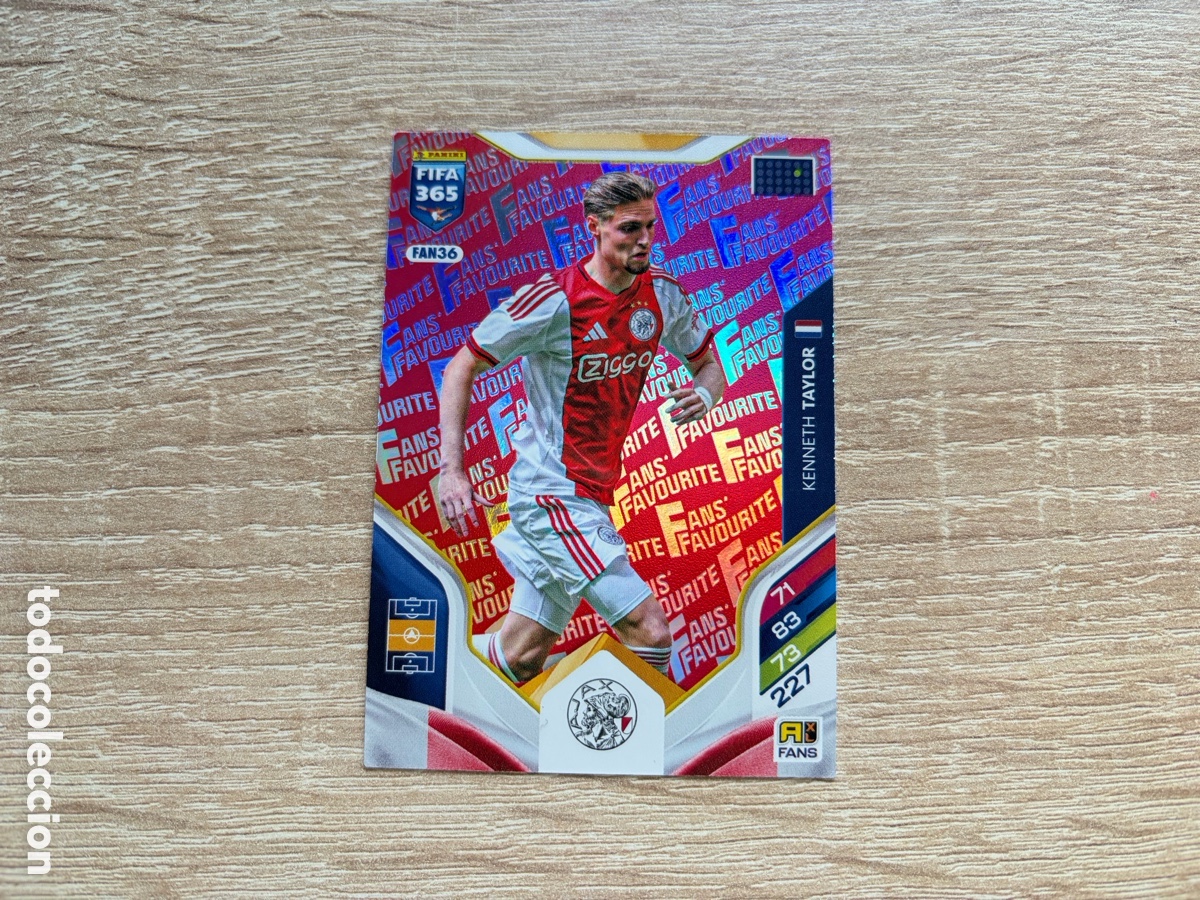 Cromos de f&uacute;tbol: FAN36 KENNETH TAYLOR FANS' FAVOURITE PARALELA ROJA RED PANINI ADRENALYN XL FIFA 365 2025 AFC AJAX