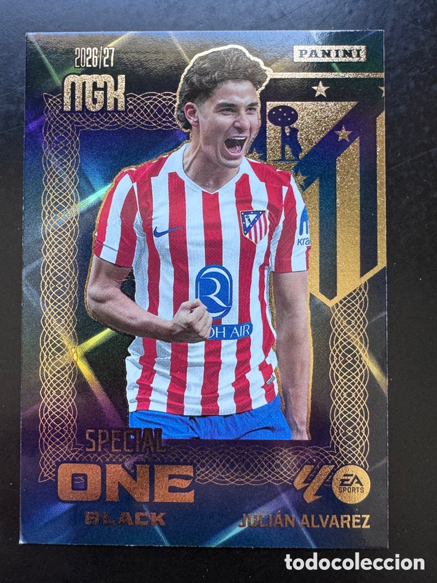 Cromos de f&uacute;tbol: Juli&aacute;n &Aacute;lvarez Special One Black Atl&eacute;tico Megacracks 2026/27