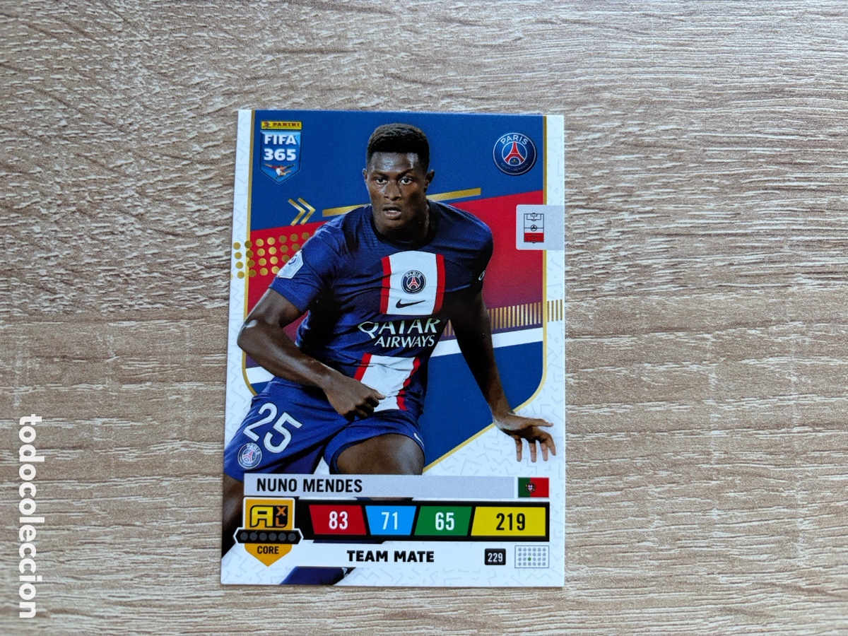 Cromos de f&uacute;tbol: NUNO MENDES PANINI ADRENALYN XL FIFA 365 2023 PARIS SAINT-GERMAIN