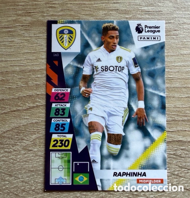 Cromos de f&uacute;tbol: 163 RAPHINHA PANINI ADRENALYN XL PLUS PREMIER LEAGUE 2022 22 LEEDS UNITED