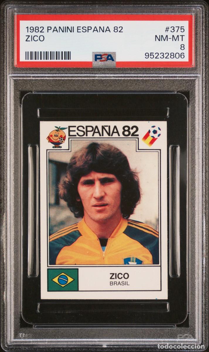 Cromos de f&uacute;tbol: Zico #375 Brasil Panini Espa&ntilde;a 82 1982 PSA 8