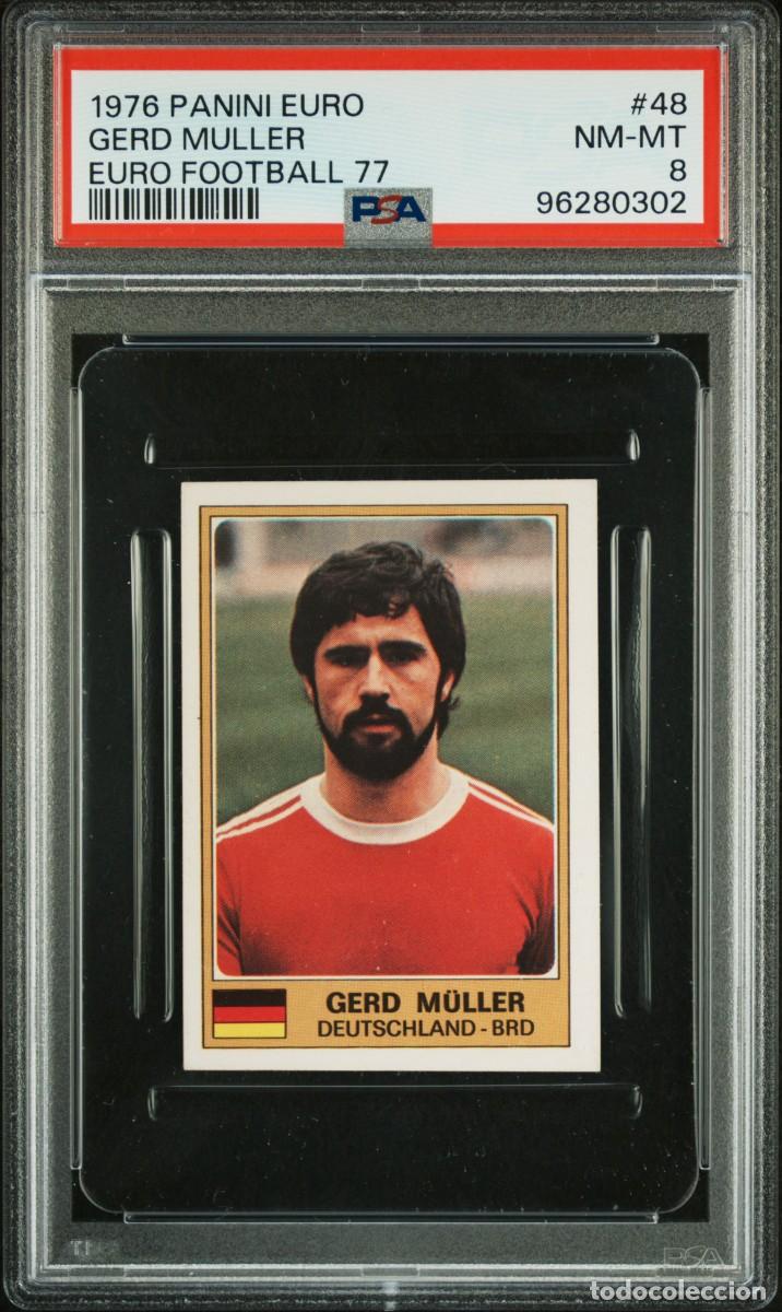Cromos de f&uacute;tbol: Gerd Muller #48 Alemania Panini Euro Football 1976 77 PSA 8