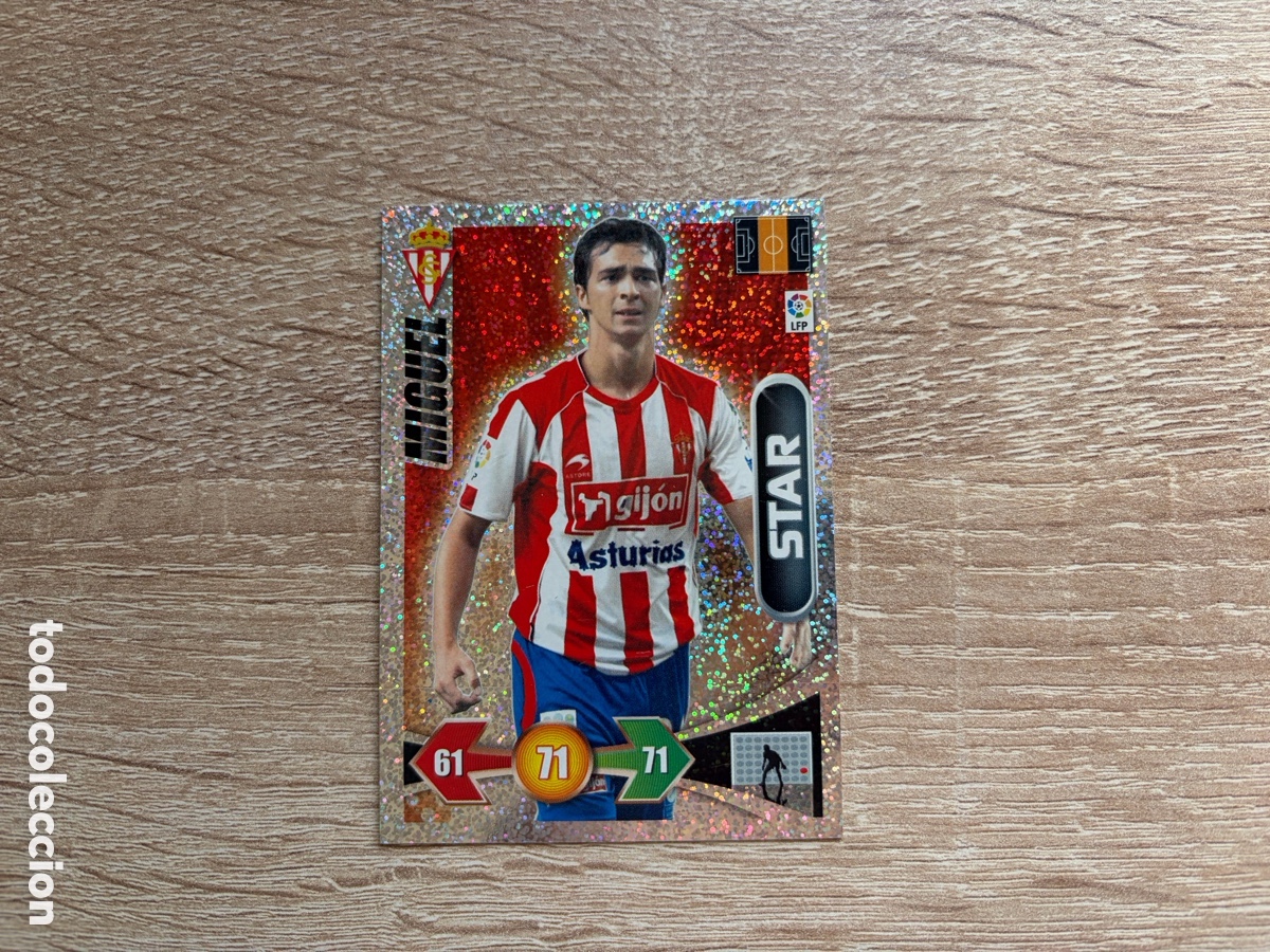 Football Stickers: MIGUEL STAR ADRENALYN XL 2009 2010 09 10 REAL SPORTING BRILLANTINA FINA