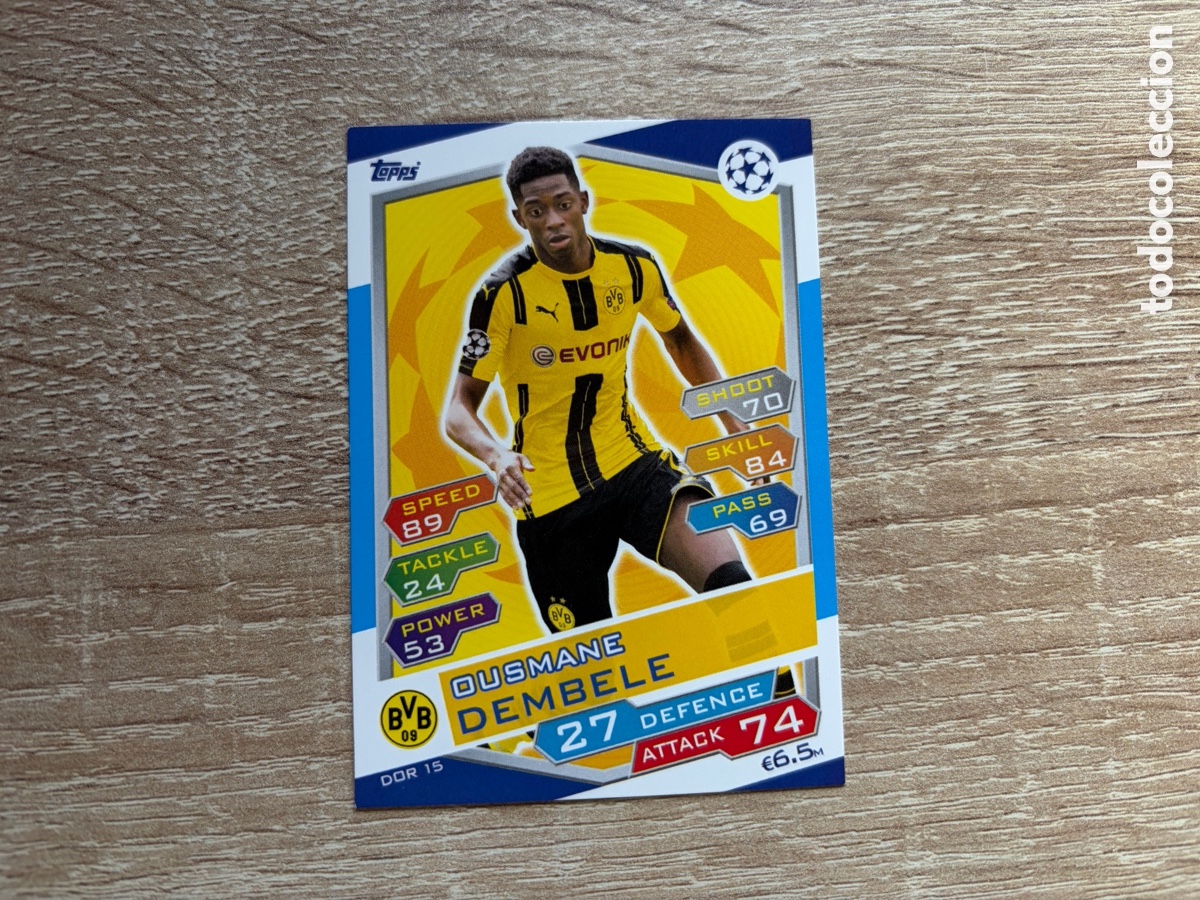 Cromos de f&uacute;tbol: OUSMANE DEMBELE ROOKIE MATCH ATTAX TOPPS CHAMPIONS LEAGUE 2016 2017 BORUSSIA DORTMUND