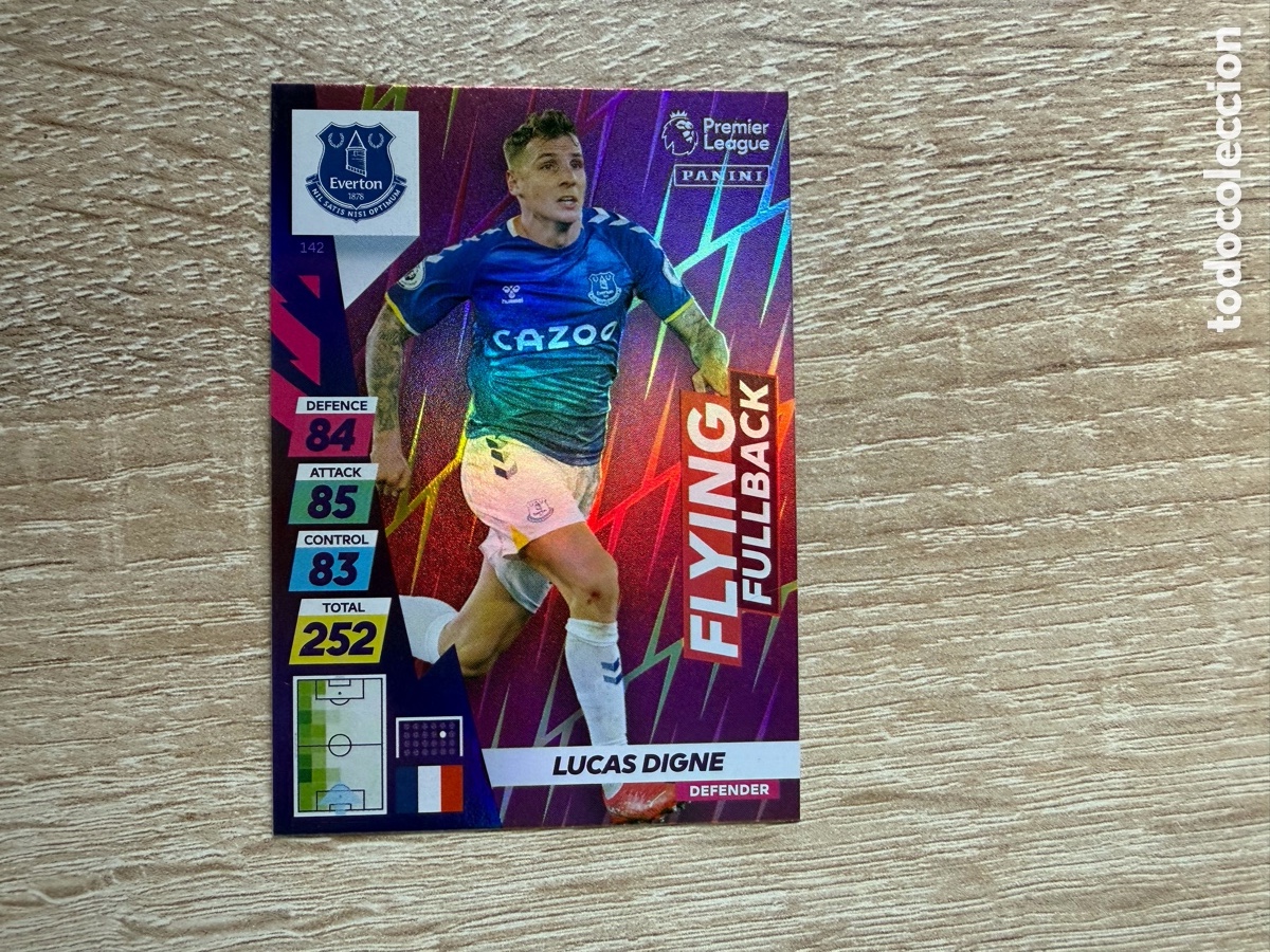 Cromos de f&uacute;tbol: LUCAS DIGNE FLYING FULLBACK PANINI ADRENALYN XL PLUS PREMIER LEAGUE 2021 2022 21 22 EVERTON