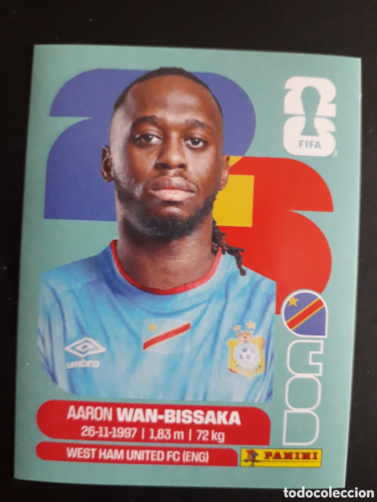 Cromos de f&uacute;tbol: WAN BISSAKA CONGO COD 3 MUNDIAL F&Uacute;TBOL 2026 FIFA WORLD CUP PANINI SIN PEGAR PEDIDO M&Iacute;NIMO 3&euro;