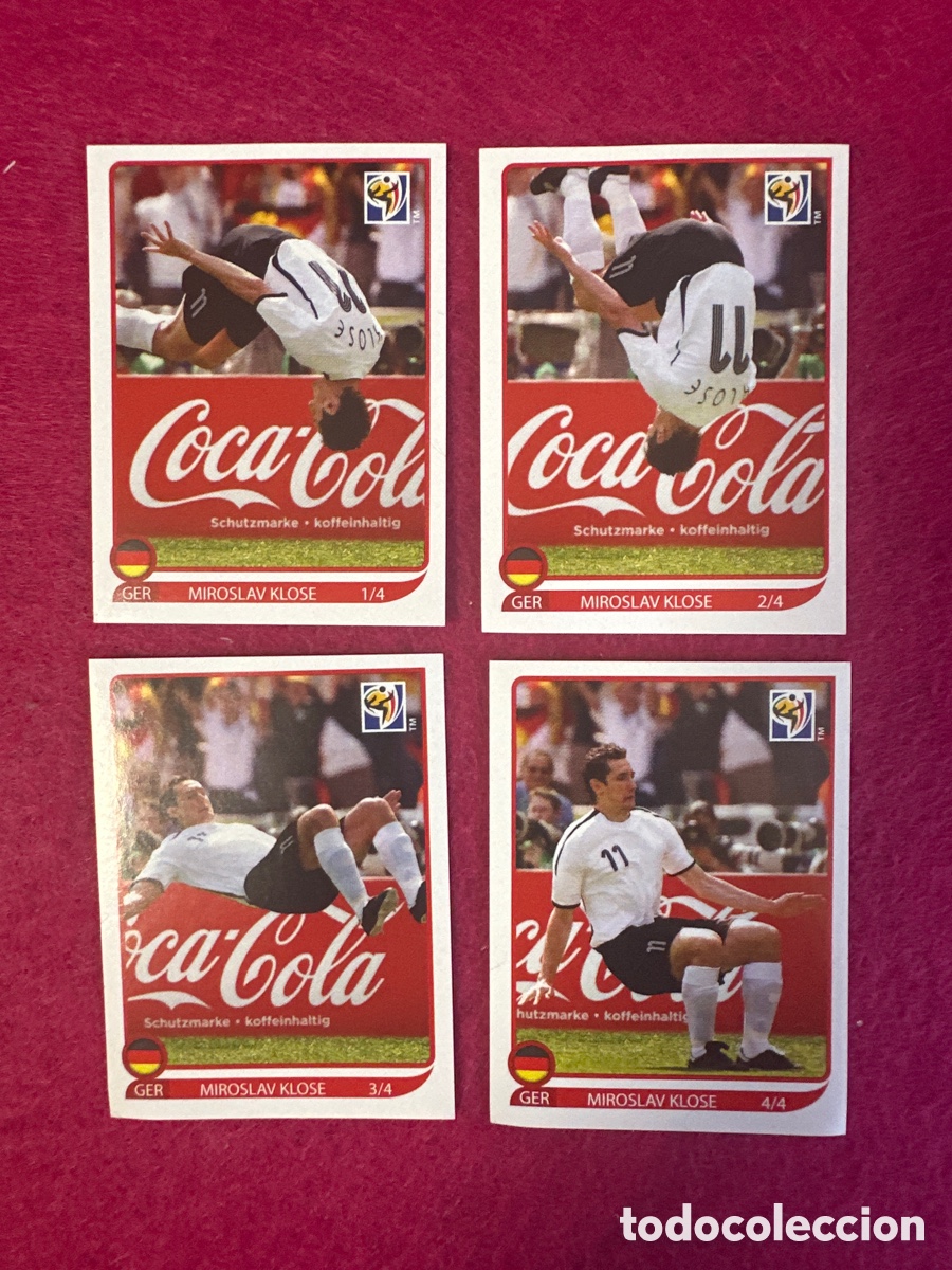 Cromos de f&uacute;tbol: SET SALTO DE KLOSE COCA COLA MUNDIAL SUDAFRICA 2010 SICKERS RARO!!!
