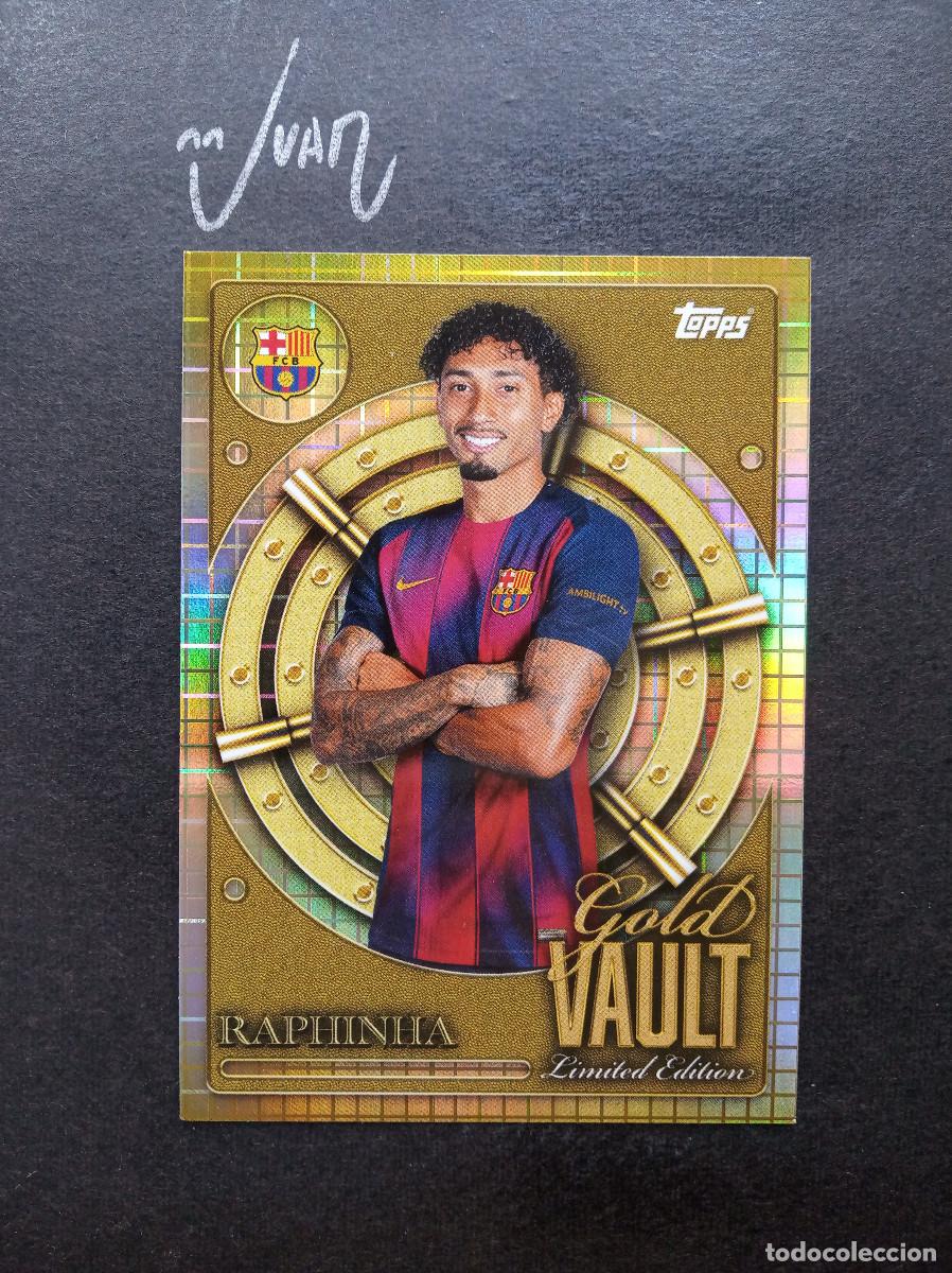 Cartes &agrave; collectionner de Football: GV 4 LIMITED EDITION GOLD VAULT RAPHINHA FC BARCELONA BRASIL ⚽ TOPPS &reg; COLLECTOR TIN 2025 2026 25 26