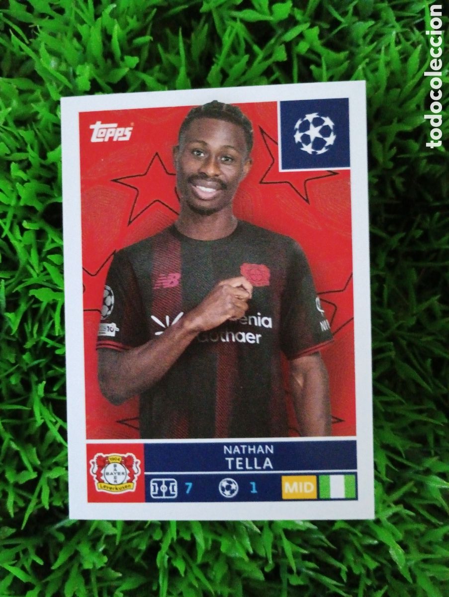 Cromos de f&uacute;tbol: Tella Bayer Leverkusen Champions League 25-26 # 135 NUNCA PEGADO
