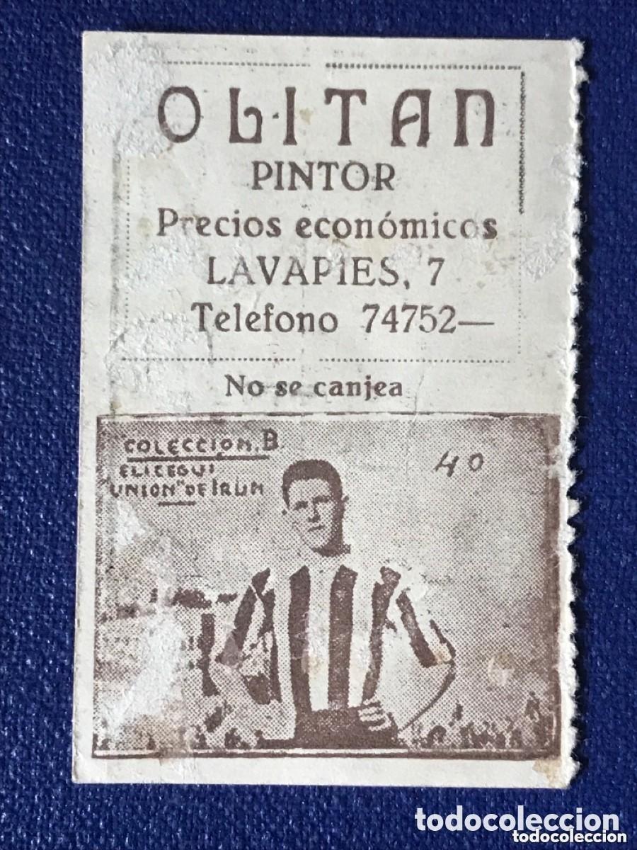 Fu&szlig;ball-Sticker: Cromo f&uacute;tbol Elicegui Uni&oacute;n de Ir&uacute;n. &Aacute;lbum cup&oacute;n ciegos. 1933