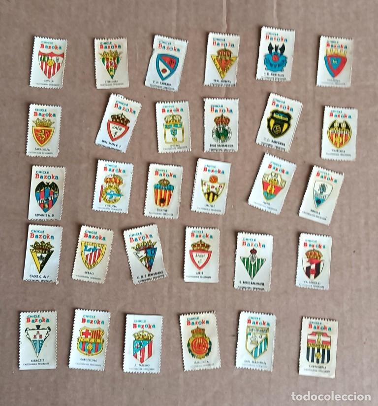 Cromos de f&uacute;tbol: 30 escudos futbol chicle BAZOKA -- los de las fotos
