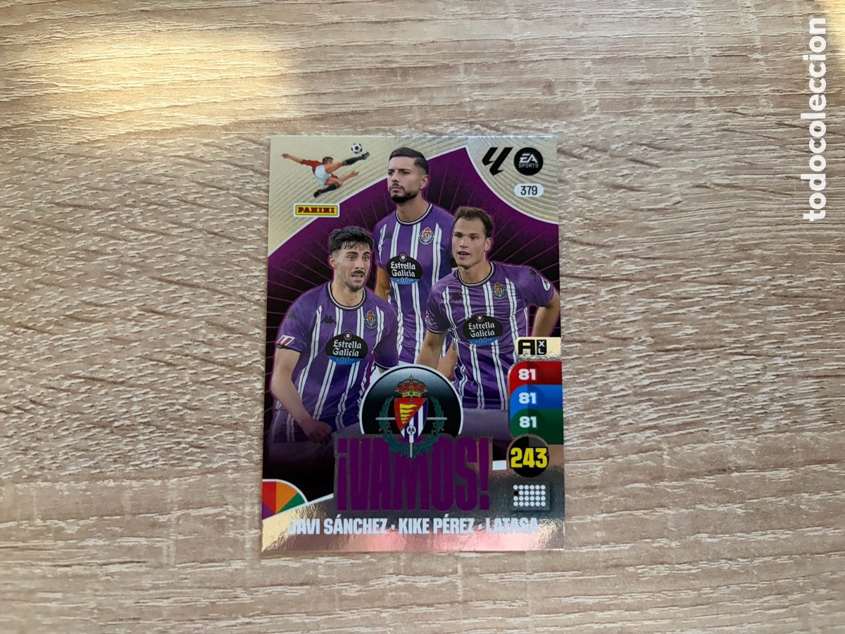 Cromos de f&uacute;tbol: 379 JAVI S&Aacute;NCHEZ KIKE P&Eacute;REZ MORO VAMOS ADRENALYN XL 2024 2025 24 25 REAL VALLADOLID