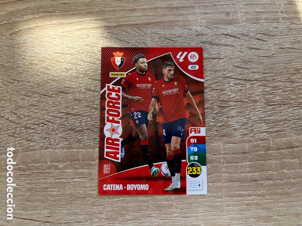 Cromos de f&uacute;tbol: 412 CATENA - BOYOMO AIR FORCE ADRENALYN XL 2024 2025 24 25 CA OSASUNA