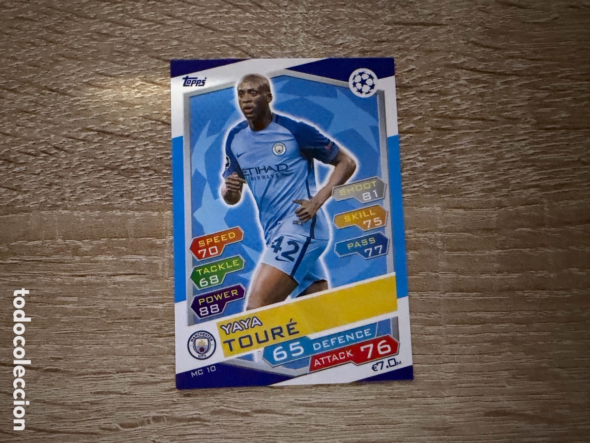 Cromos de f&uacute;tbol: MC 10 YAYA TOUR&Eacute; TOPPS MATCH ATTAX CHAMPIONS LEAGUE 2016-2017 MANCHESTER CITY