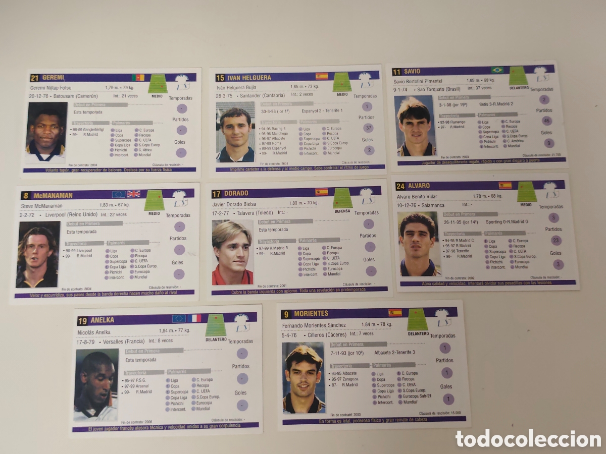 Cromos de Futebol: DESCONOZCO COLECCI&Oacute;N... TARJETAS REAL MADRID / ATL&Eacute;TICO MADRID A&Ntilde;O 99/00