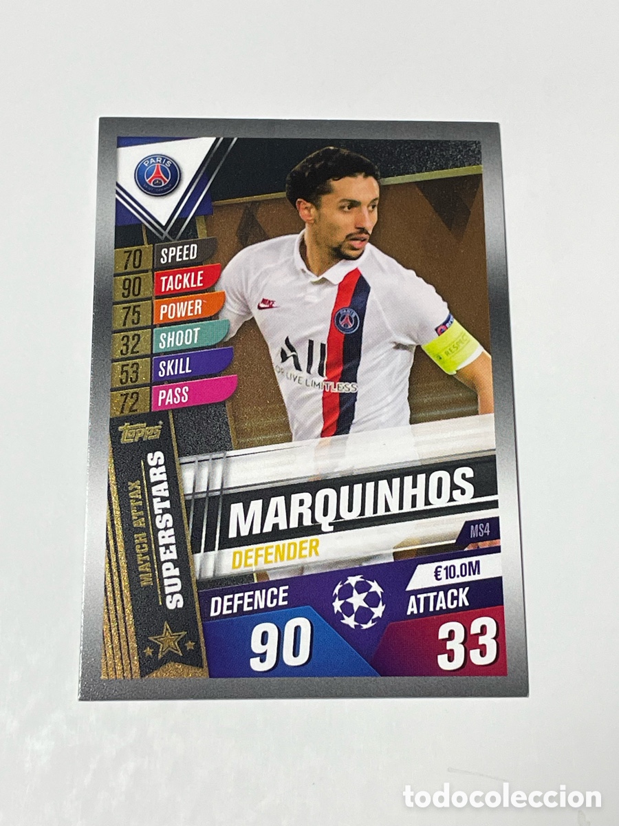 Cromos de f&uacute;tbol: Marquinhos Paris Saint Germain Topps Match Attax 2019/20 #MS4