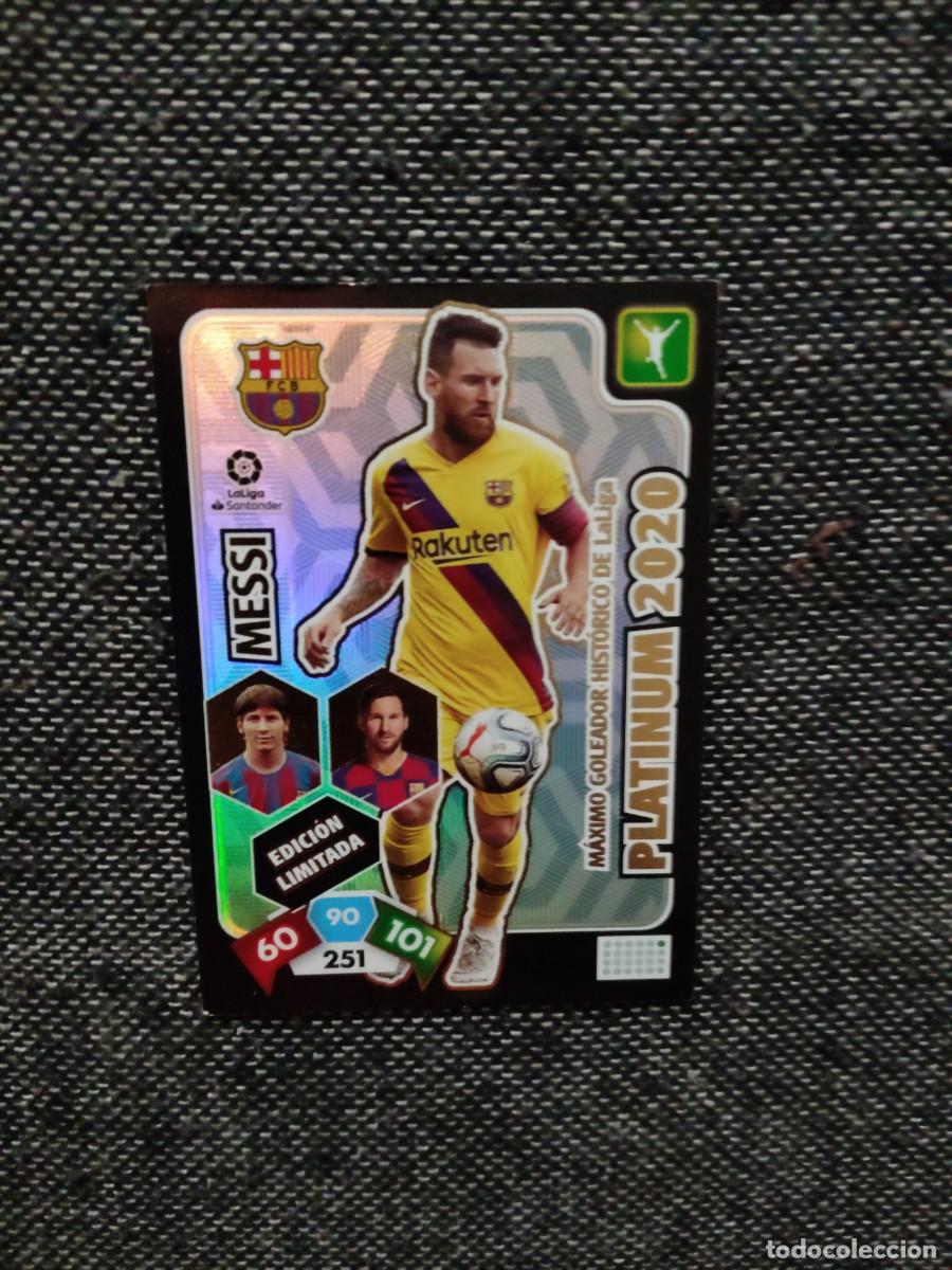 Cromos de f&uacute;tbol: Messi platinum 2020 FC Barcelona m&aacute;ximo goleador hist&oacute;rico de la liga Adrenalyn 2019-20