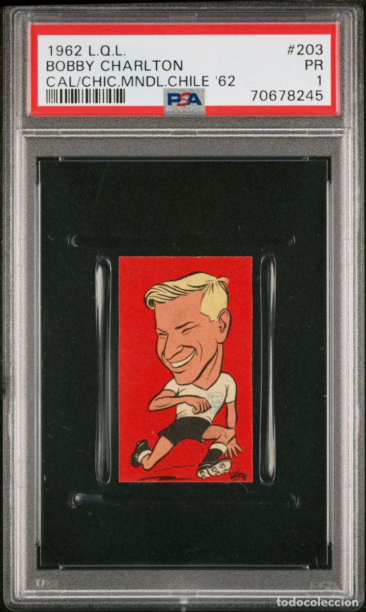Cromos de f&uacute;tbol: Bobby Charlton #203 Calugas y Chicles Mundial Chile 1962 Psa 1