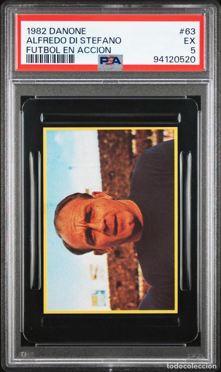 Cromos de f&uacute;tbol: Alfredo Di Estefano #63 Danone Futbol en Accion 1982 PSA 5