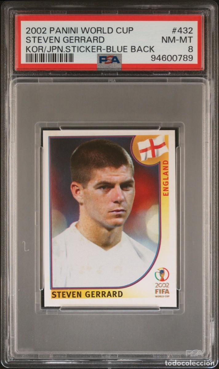 Cromos de f&uacute;tbol: Steven Gerrard #432 England Panini World Cup Korea Japan 2002 Blue Back PSA 8