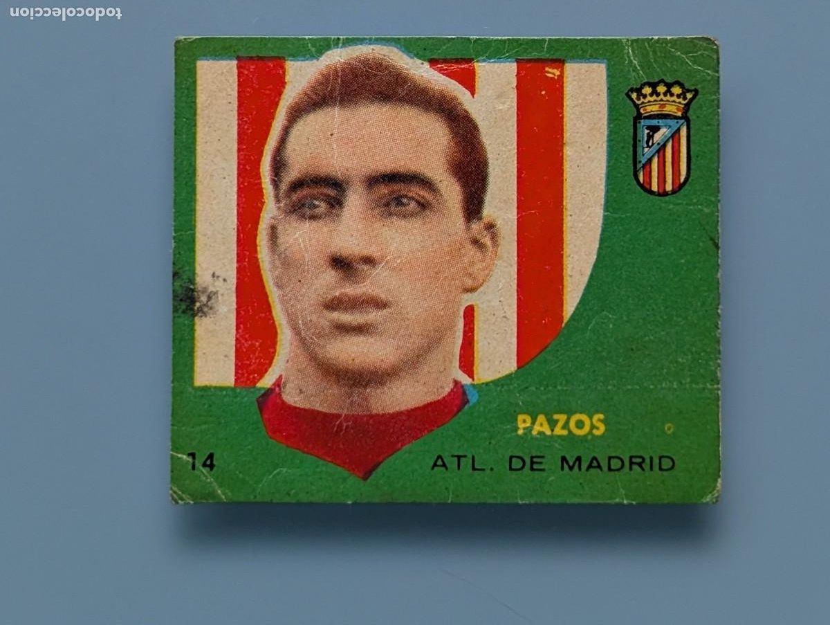 Cromos de f&uacute;tbol: RARO CROMO CARD PAZOS ATLETICO MADRID 1958 1959 CAMPEONES BRUGUERA FOOTBALL FUTBOL PUNTAS PERFECTAS