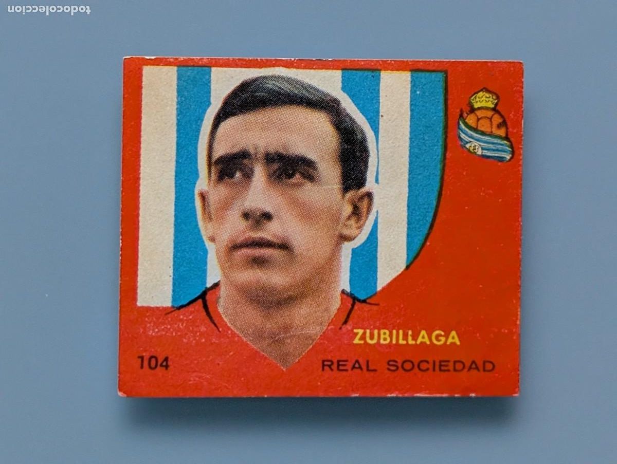 Cromos de f&uacute;tbol: RARO CROMO CARD 104 ZUBILLAGA REAL SOCIEDAD SAN SEBASTIAN 1959 CAMPEONES BRUGUERA FUTBOL GUIPUZCOA