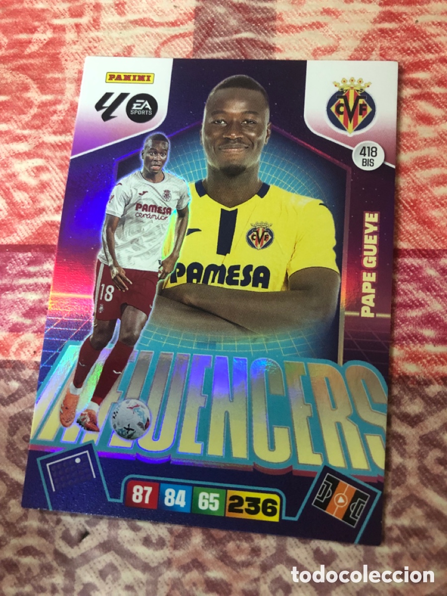Cromos de f&uacute;tbol: Pape Gueye Influencers n&uacute;mero 418 Bis del Villarreal cromo adrenalyn XL 25-26-2025-2026