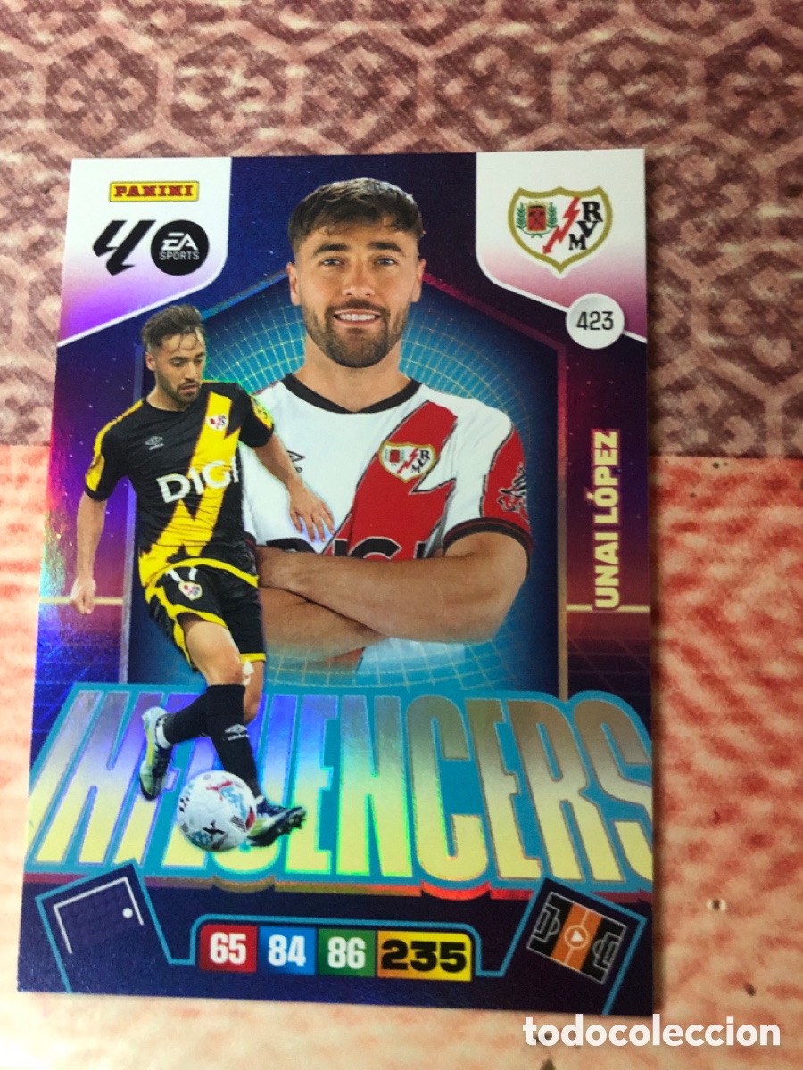 Cromos de f&uacute;tbol: Unai Lopez Influencers n&uacute;mero 423 del Rayo Vallecano cromo adrenalyn XL 25-26 2025-2026