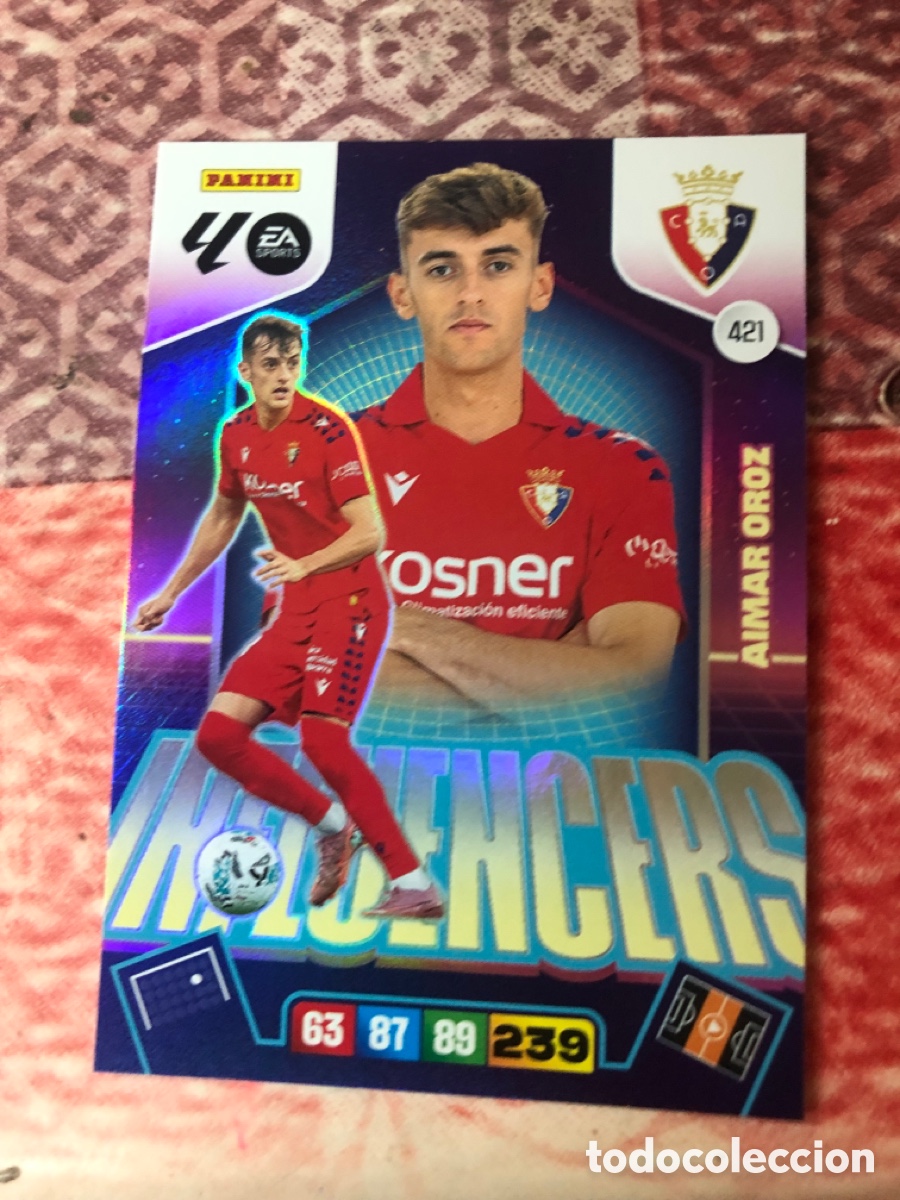 Cromos de f&uacute;tbol: Aimar Oroz Influencers n&uacute;mero 421 del Osasuna cromo adrenalyn XL 25-26 2025-2026