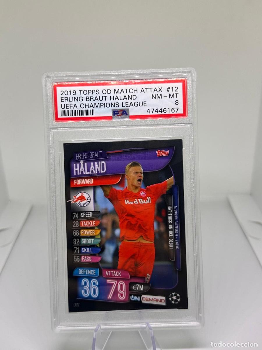 Cromos de f&uacute;tbol: Rookie Erling Haaland 12 FC Salzburg Topps Match Attax UEFA Champions 2019 PSA 8