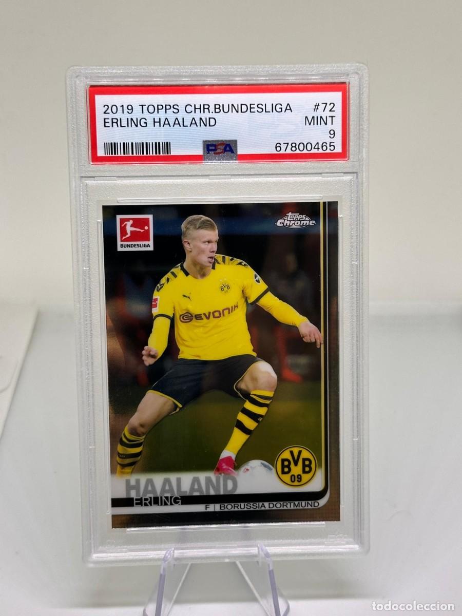 Cromos de f&uacute;tbol: Rookie Erling Haaland 72 Borussia Dortmund Topps Chrome Bundesliga 2019 20 Psa 9