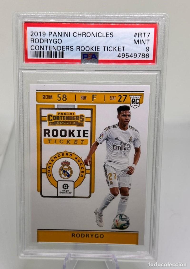 Cromos de f&uacute;tbol: Rodrygo #RT7 Real Madrid Panini Chronicles Contenders Rookie Ticket 2019 PSA 9