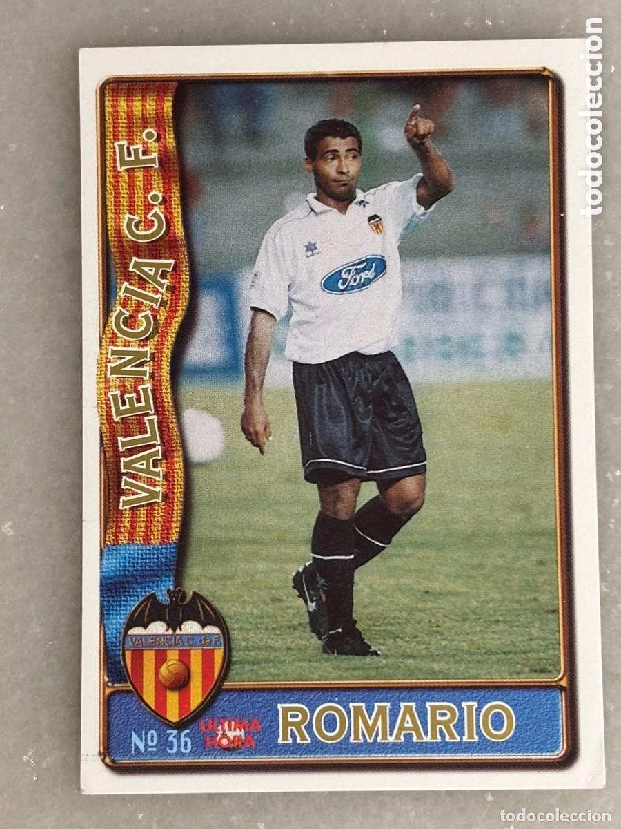 Football Stickers: Ficha Cromo Romario del Valencia, fichas de liga 96 97
