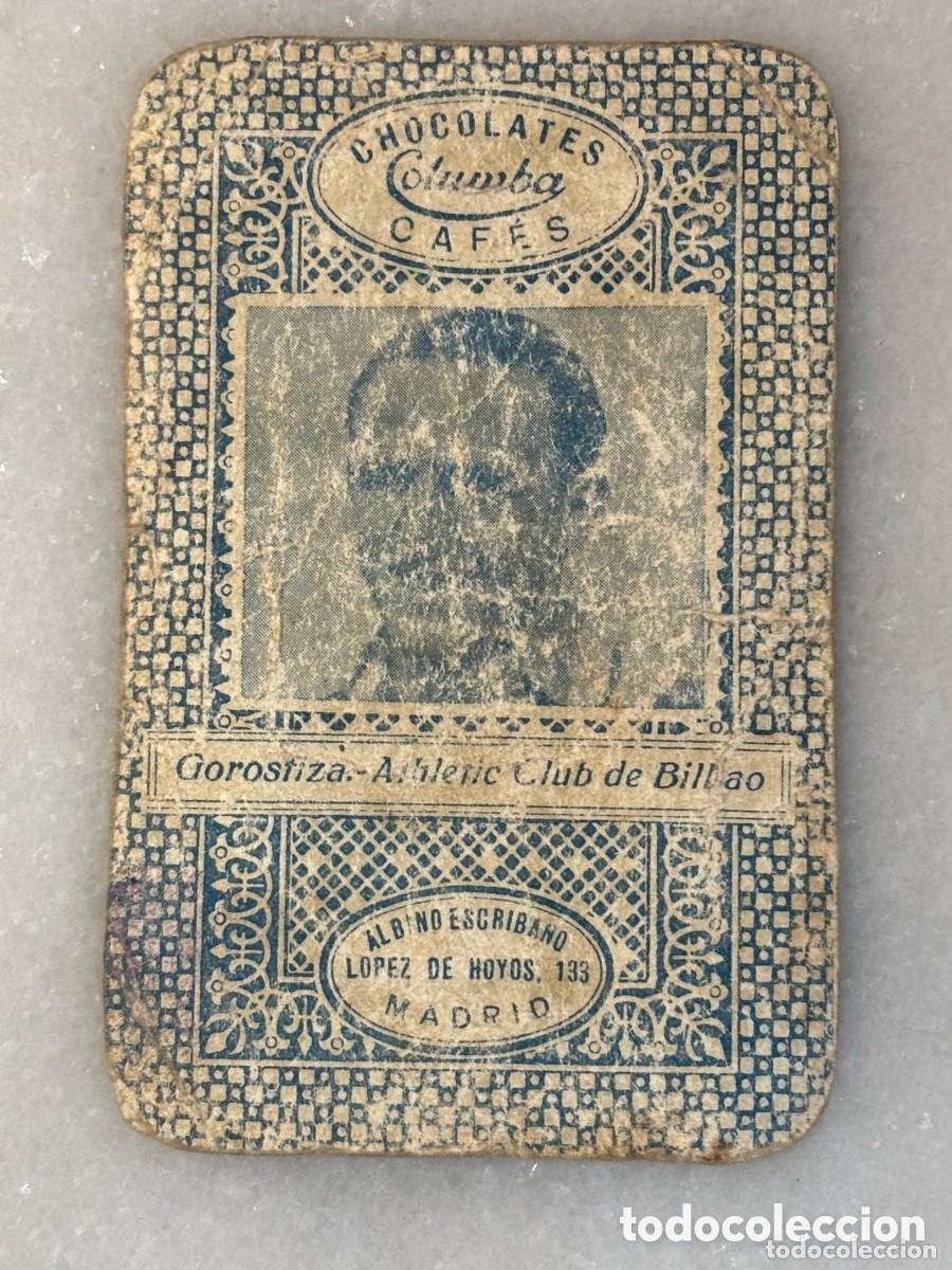 Football Stickers: Cromo, carta Gorostiza, Bilbao chocolates Columba, 1935 36