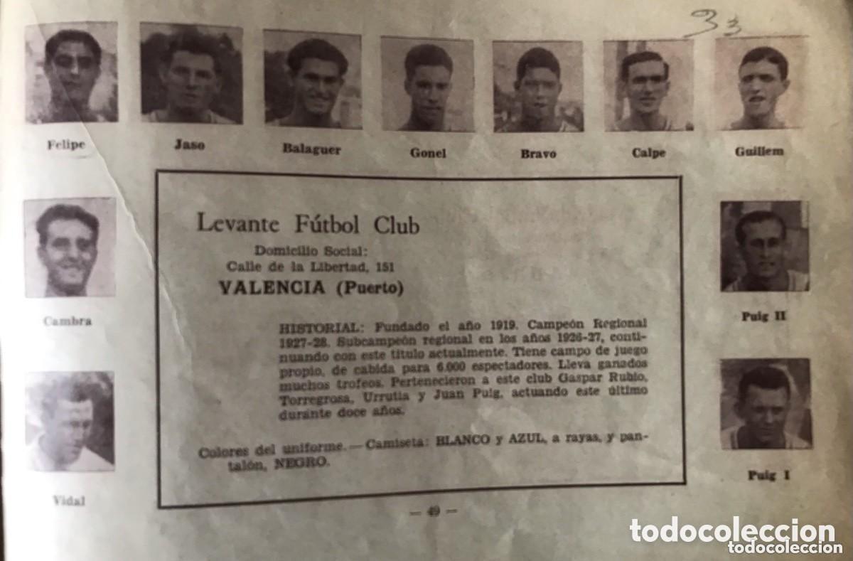 Football Stickers: Hoja futbol&iacute;stica. Cromos de f&uacute;tbol Madrid f&uacute;tbol club y Levante F&uacute;tbol Club. Temporada 1934/35