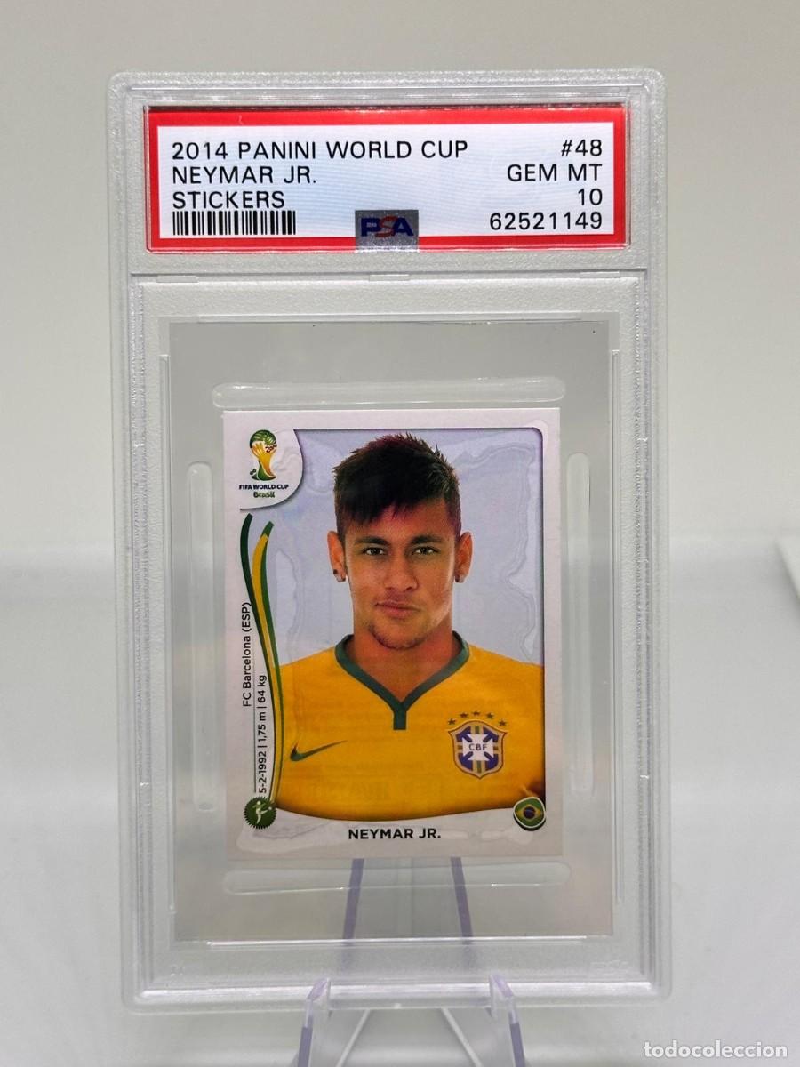 Cromos de f&uacute;tbol: Neymar #48 Brasil Panini World Cup Stickers 2014 PSA 10