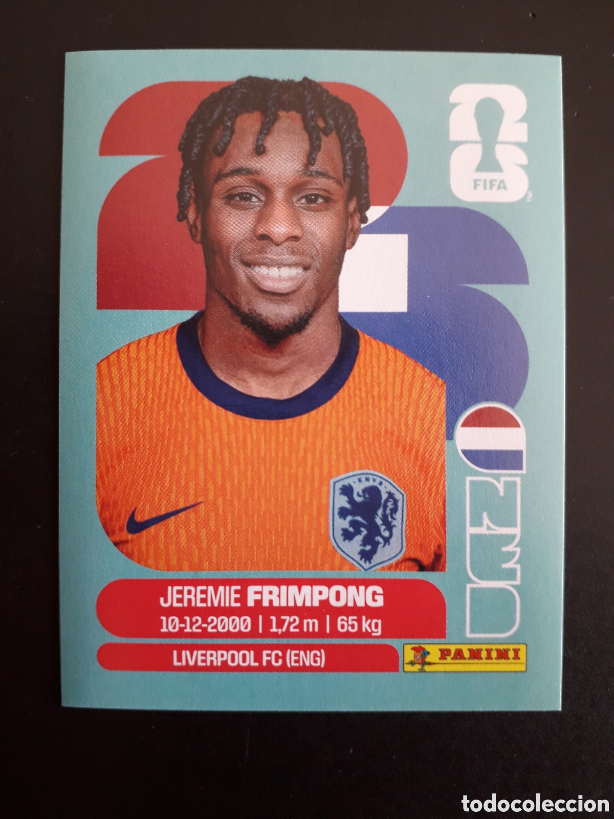 Fu&szlig;ball-Sticker: FRIMPONG HOLANDA/PA&Iacute;SES BAJOS NED 8 MUNDIAL F&Uacute;TBOL 2026 FIFA WORLD CUP PANINI PEDIDO M&Iacute;NIMO 3&euro;