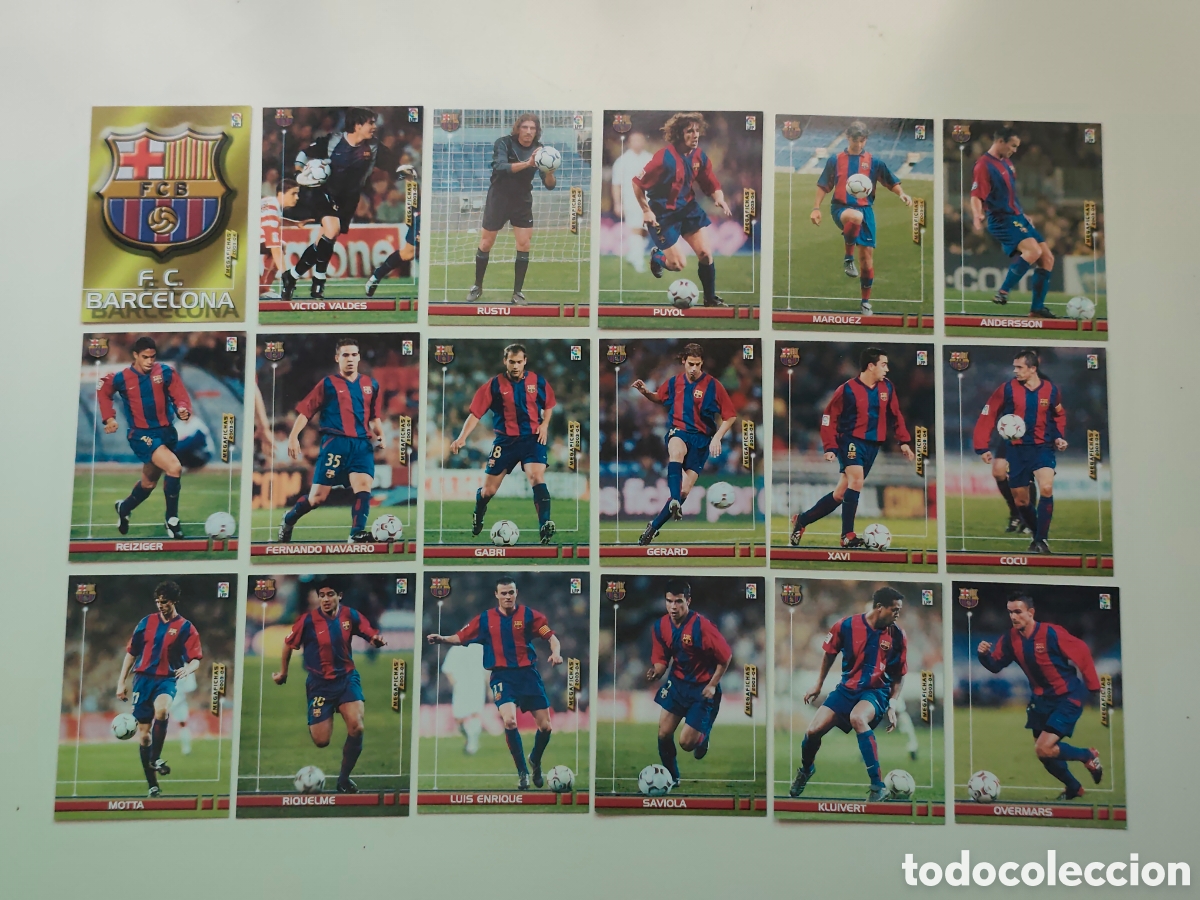 Football Stickers: 18 CARDS FC BARCELONA MEGAFICHAS MEGACRACKS 2003 2004