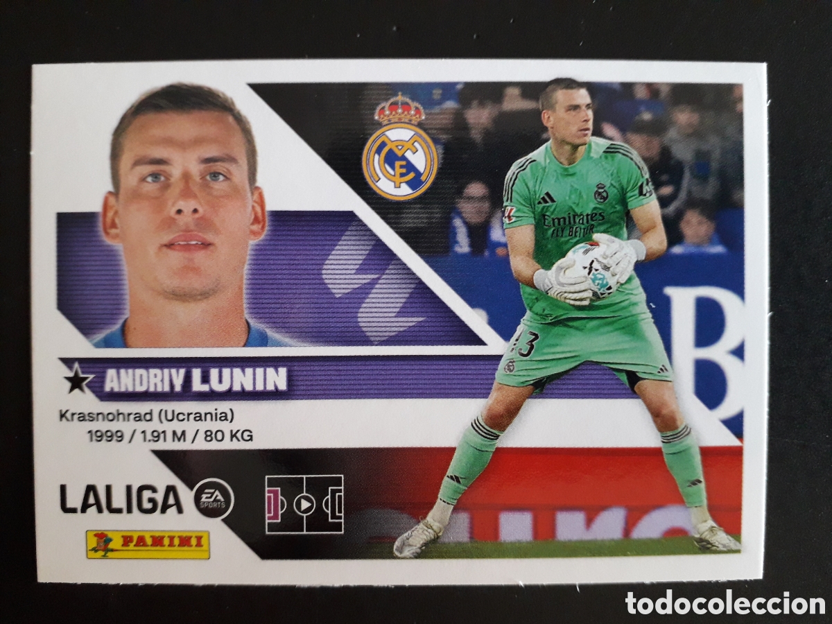Cromos de f&uacute;tbol: LUNIN REAL MADRID N&deg; 4 ED ESTE 2026 2027 26 27 SIN PEGAR PEDIDO M&Iacute;NIMO 3&euro;