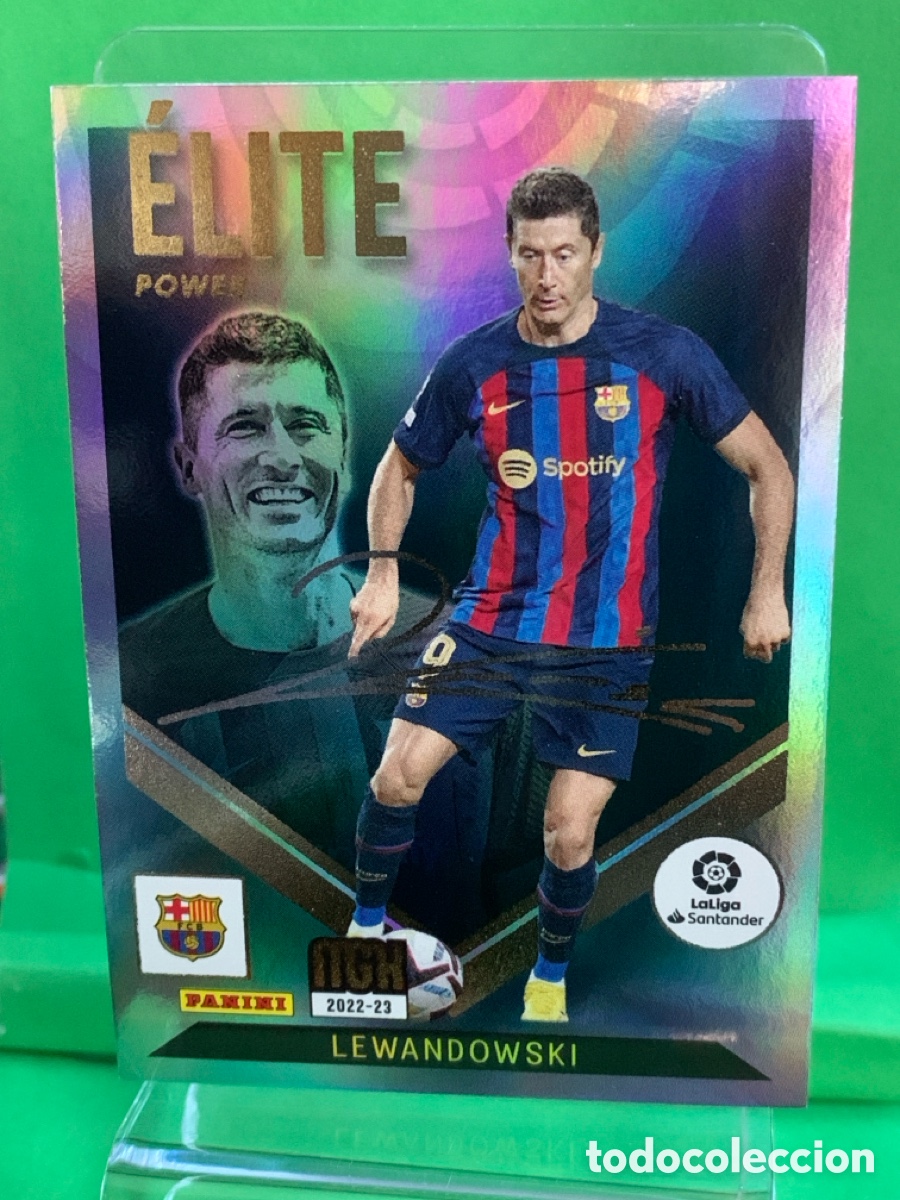Cromos de f&uacute;tbol: Lewandowski Elite Power P497 Signature Megacracks 2022 2023 22 23 Barcelona Panini